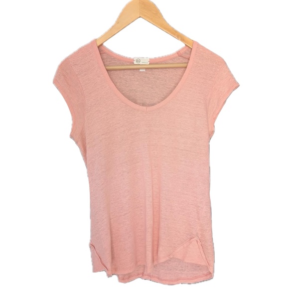 AG adriano goldschmied 100% linen tshirt soft pink size small - Picture 1 of 5
